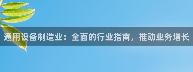 彩神旗下有哪些平台可以看：通用设备制造业：全面的行业指南，推动业务增长