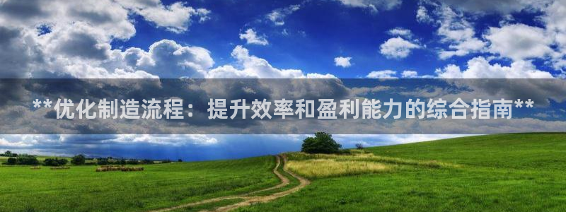 彩神v|：**优化制造流程：提升效率和盈利能力的综合指南**