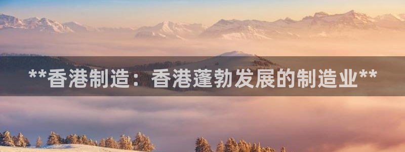 彩神争霸官方下载：**香港制造：香港蓬勃发展的制造业**